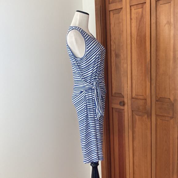 Talbots Blue & White Striped Knit Pullover Dress, Size LP - Picture 4 of 8